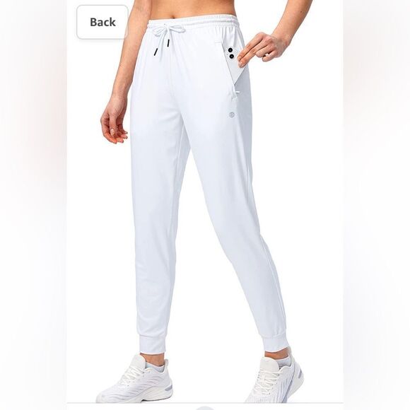 Gradual White Jogger Track Pant Zipper Pockets Tapered Running Sweatpants Lounge - Picture 14 of 15